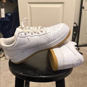 White Airforces with Gum Sole